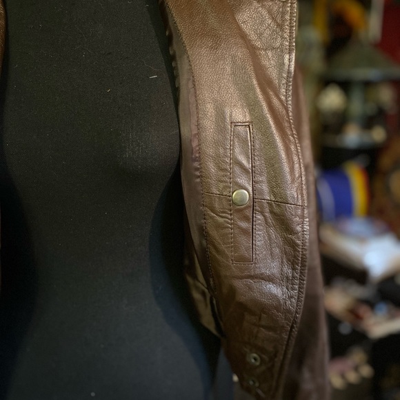 Chocolate brown leather jacket, S - Picture 6 of 6